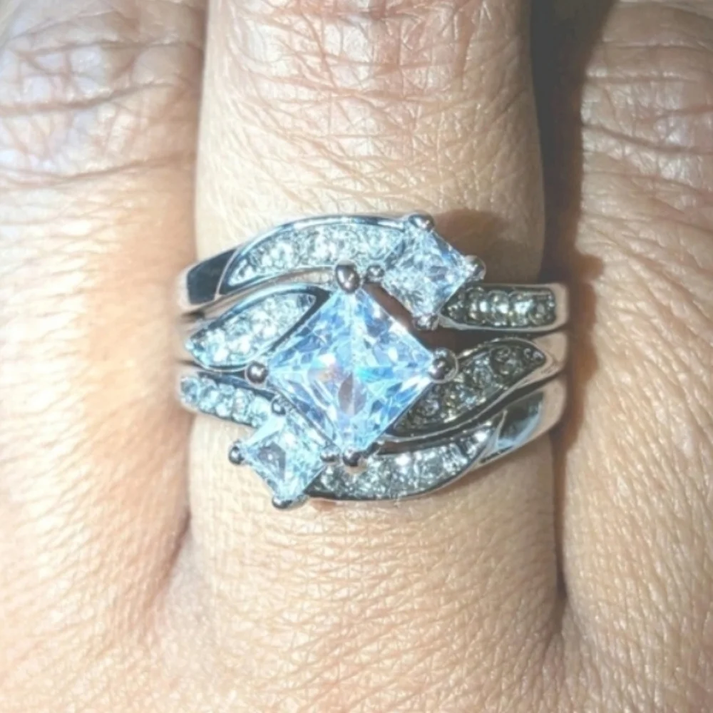 Womens 4ct Intricate Detailed Lab Created Diamond Engagement Ring Set Sz7